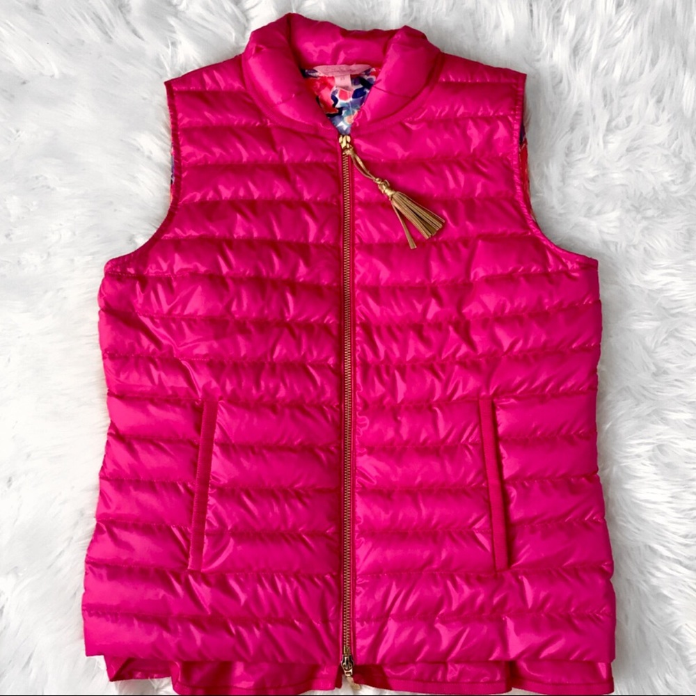 Lilly Pulitzer CORA DOWN PINK VEST-XS - Picture 1 of 8